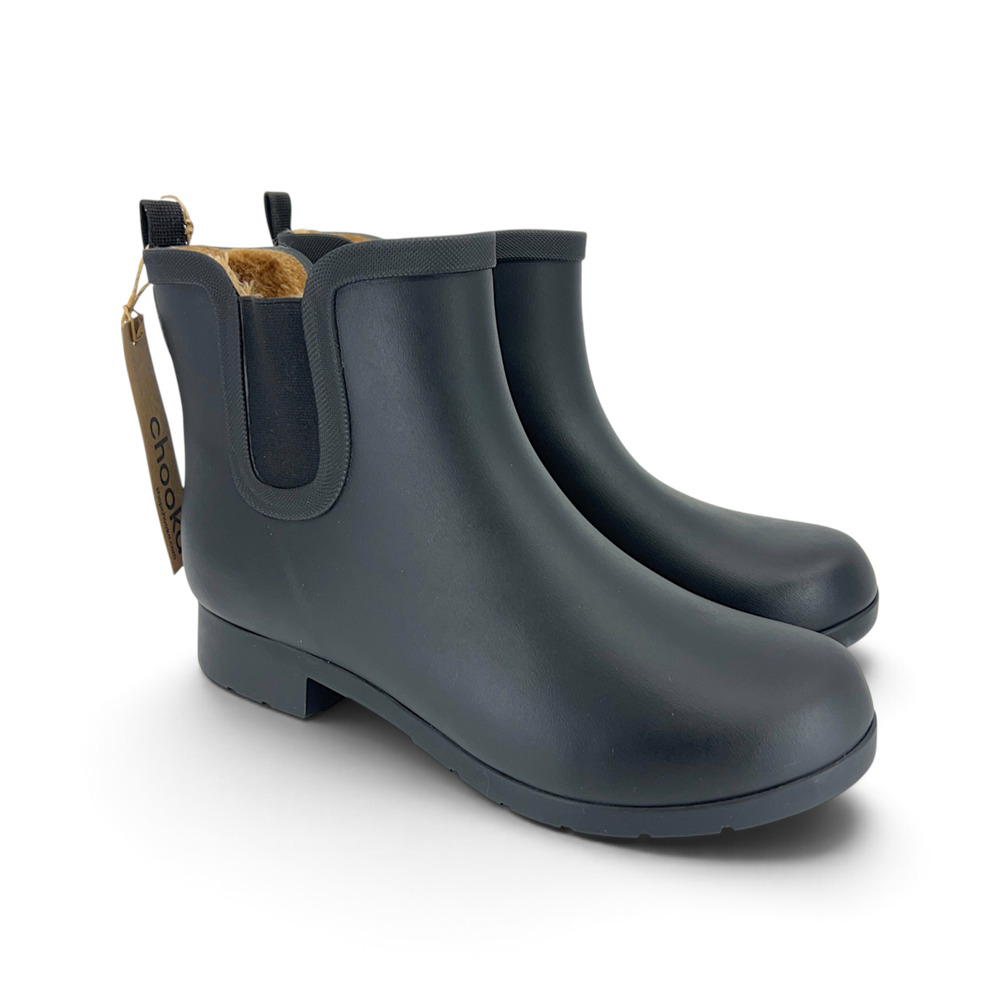 Chooka Delridge Women's US 9 Black Waterproof Faux Fur Chelsea Rain Boots